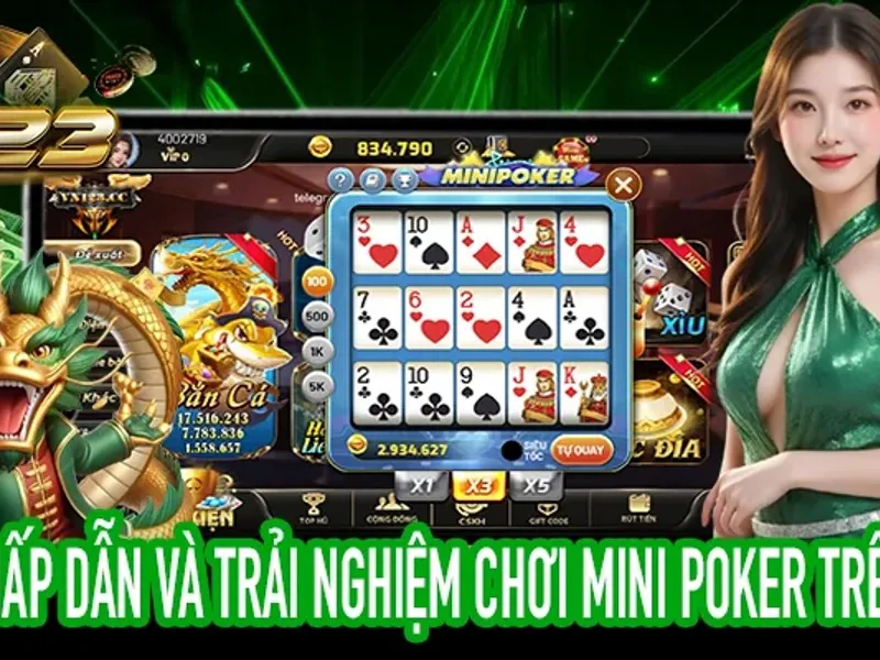 Hình ảnh game Texas Hold'em Poker với các quân bài chung